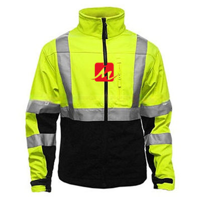 EN471 Pakaian Visibilitas Tinggi Pakaian Kerja Jaket Keselamatan Reflektif Softshell