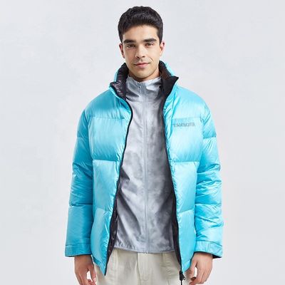 Down Winter Outdoor Puffer Jacket Mens Pakaian Pendek 2 Sided 100% Polyester