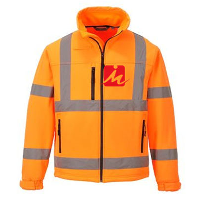 EN471 Pakaian Visibilitas Tinggi Jaket Softshell Keselamatan Reflektif Lembut