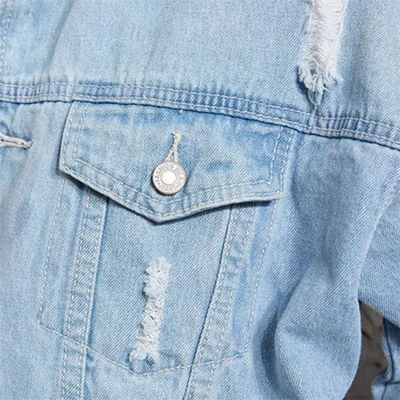 Jaket Denim Bordir Katun Poliester Jaket Berkendara Kasual Streetwear