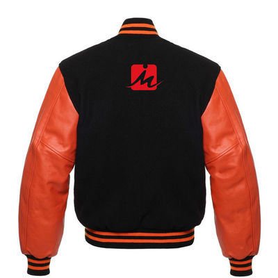 Jaket Denim Bordir Bernapas Lengan Panjang Bisbol Jaket Varsity Kustom