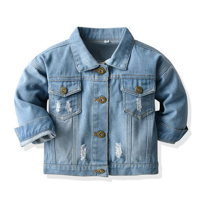 Jaket Denim Bordir Kustom OEM Boy'S Girl'S Kid Outwear Jacket