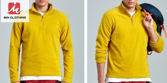 Kasual Lari Tahan Air Bernapas Jaket Olahraga Jaket Bulu Setengah Ritsleting Poliester