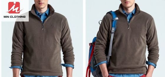 Kasual Lari Tahan Air Bernapas Jaket Olahraga Jaket Bulu Setengah Ritsleting Poliester
