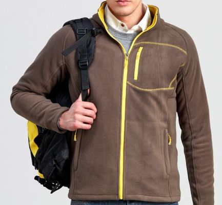 Outdoor Olahraga Musim Dingin Fleece Jaket Zip Polyester Pria Memakai