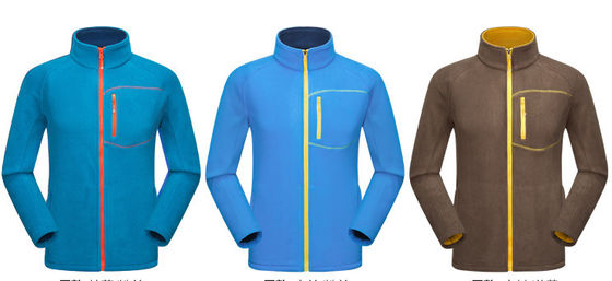 Outdoor Olahraga Musim Dingin Fleece Jaket Zip Polyester Pria Memakai