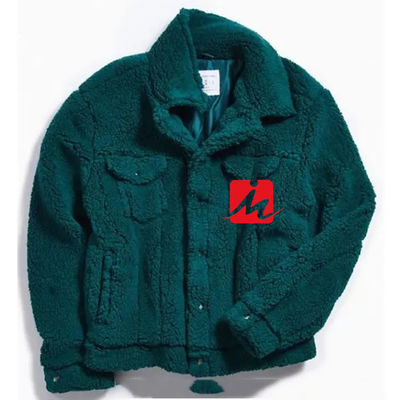 musim dingin 2 kantong dada shearling fleece sherpa trucker jacket for men