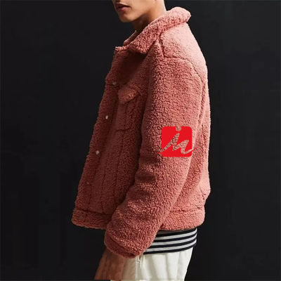 musim dingin 2 kantong dada shearling fleece sherpa trucker jacket for men