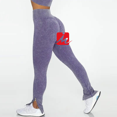 Wanita 5 Buah Bra Olahraga Dan Legging Seamless Ribbed Fitness Set Pakaian Olahraga