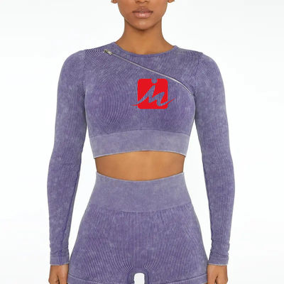Wanita 5 Buah Bra Olahraga Dan Legging Seamless Ribbed Fitness Set Pakaian Olahraga