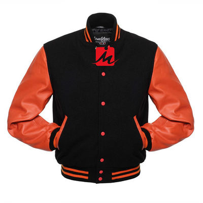 Jaket Denim Bordir Bernapas Lengan Panjang Bisbol Jaket Varsity Kustom